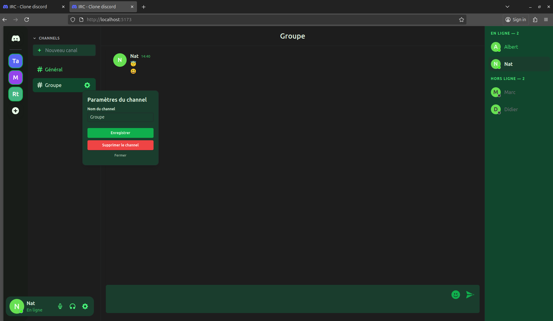 Gestion des channels