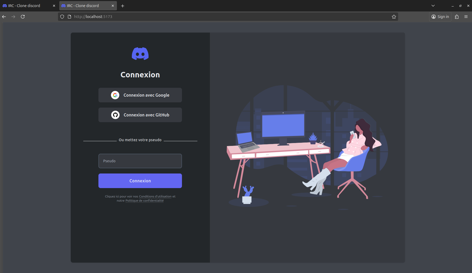 Affiche du login sur IRC